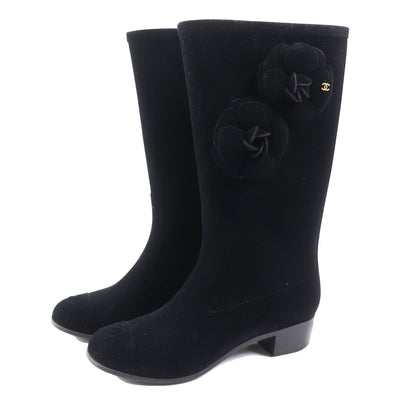 CHANEL boots Velor black 35