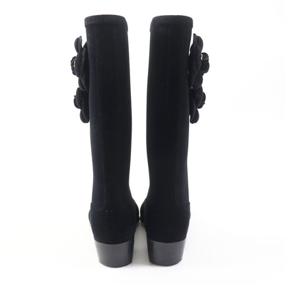 CHANEL boots Velor black 35