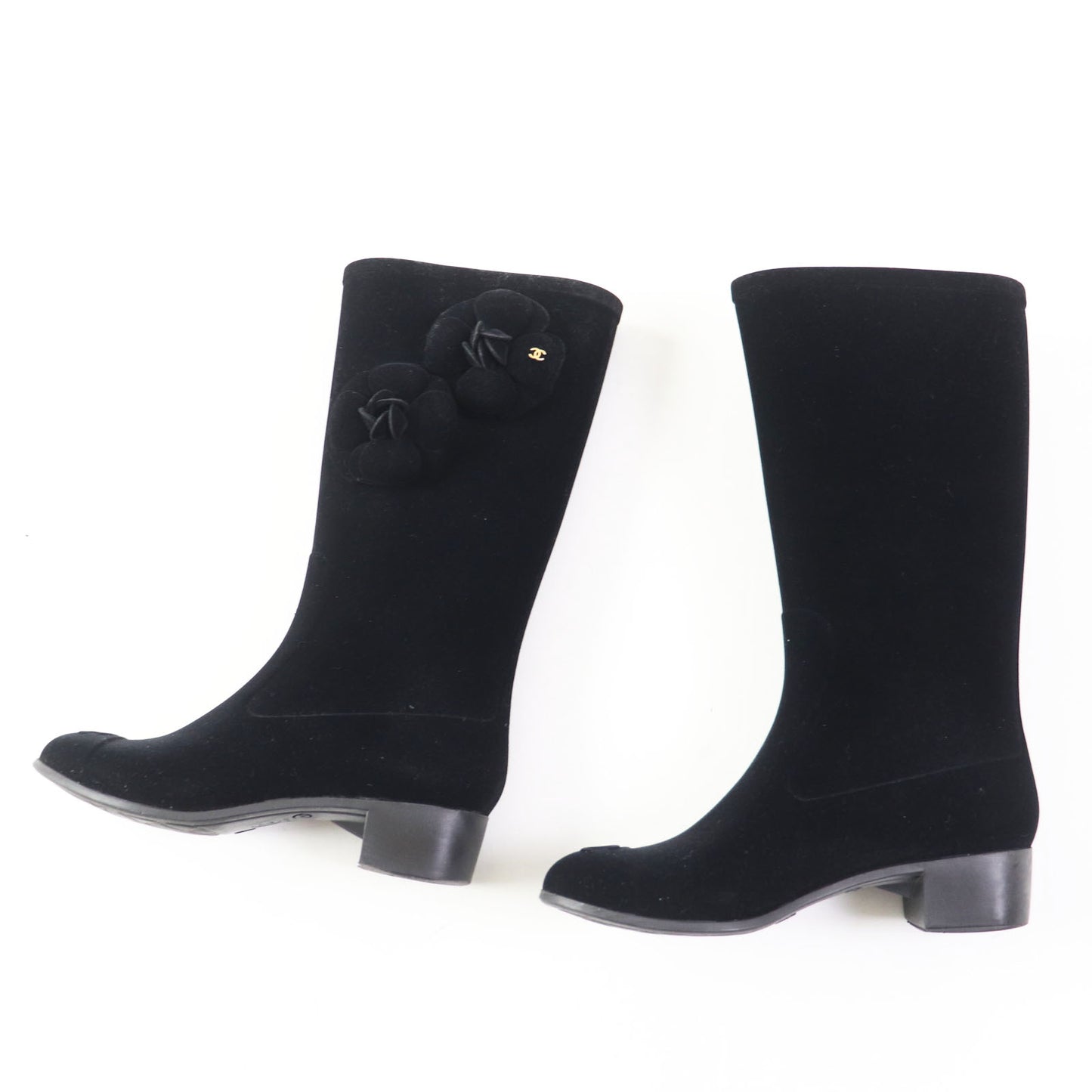 CHANEL boots Velor black 35