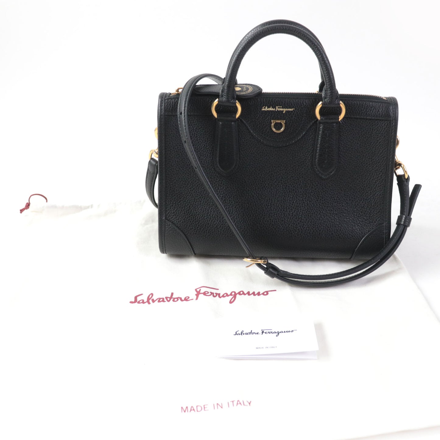 Salvatore Ferragamo Shoulder Bag leather black travel