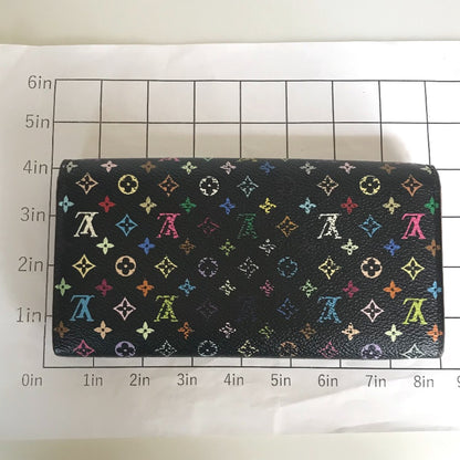 LOUIS VUITTON Long Wallet Purse M93747 Monogram multicolor black multi Portefeuille Sarah