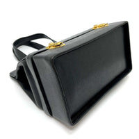 VERSACE Handbag leather Black x Gold Metal Sunburst Women Used Authentic