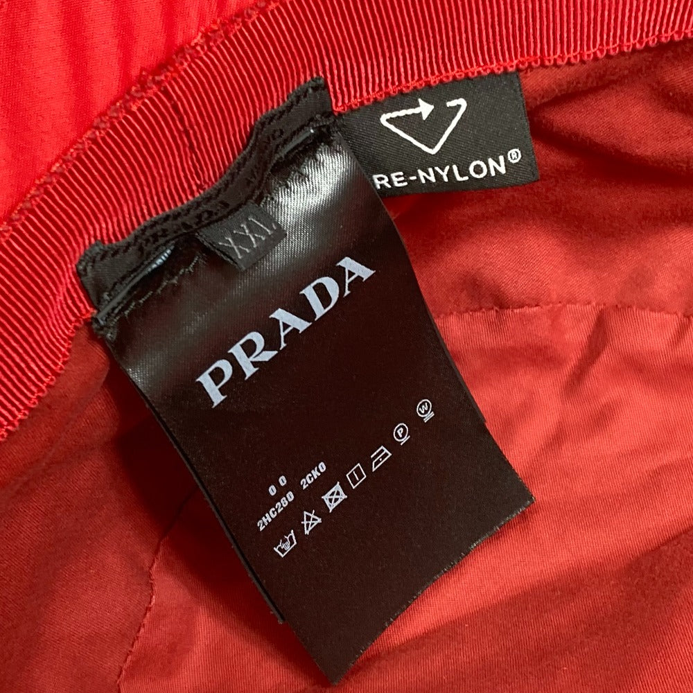 PRADA hat 2HC280 Nylon Polyamide Red With string triangle logo fisherman hat Women XXL Used Authentic