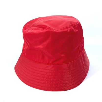 PRADA hat 2HC280 Nylon Polyamide Red With string triangle logo fisherman hat Women XXL Used Authentic