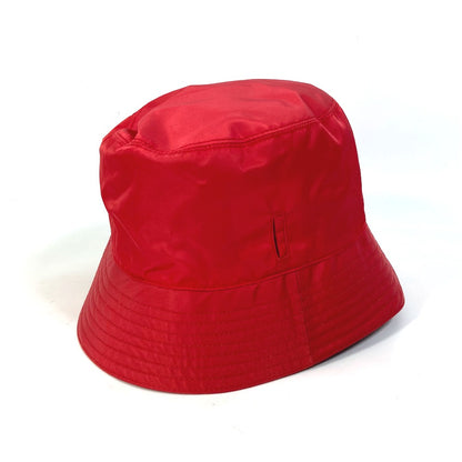 PRADA hat 2HC280 Nylon Polyamide Red With string triangle logo fisherman hat Women XXL Used Authentic