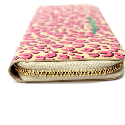 LOUIS VUITTON Long Wallet Purse M91476 Patent leather pink Vernis Leopard Zippy wallet Women Used Authentic