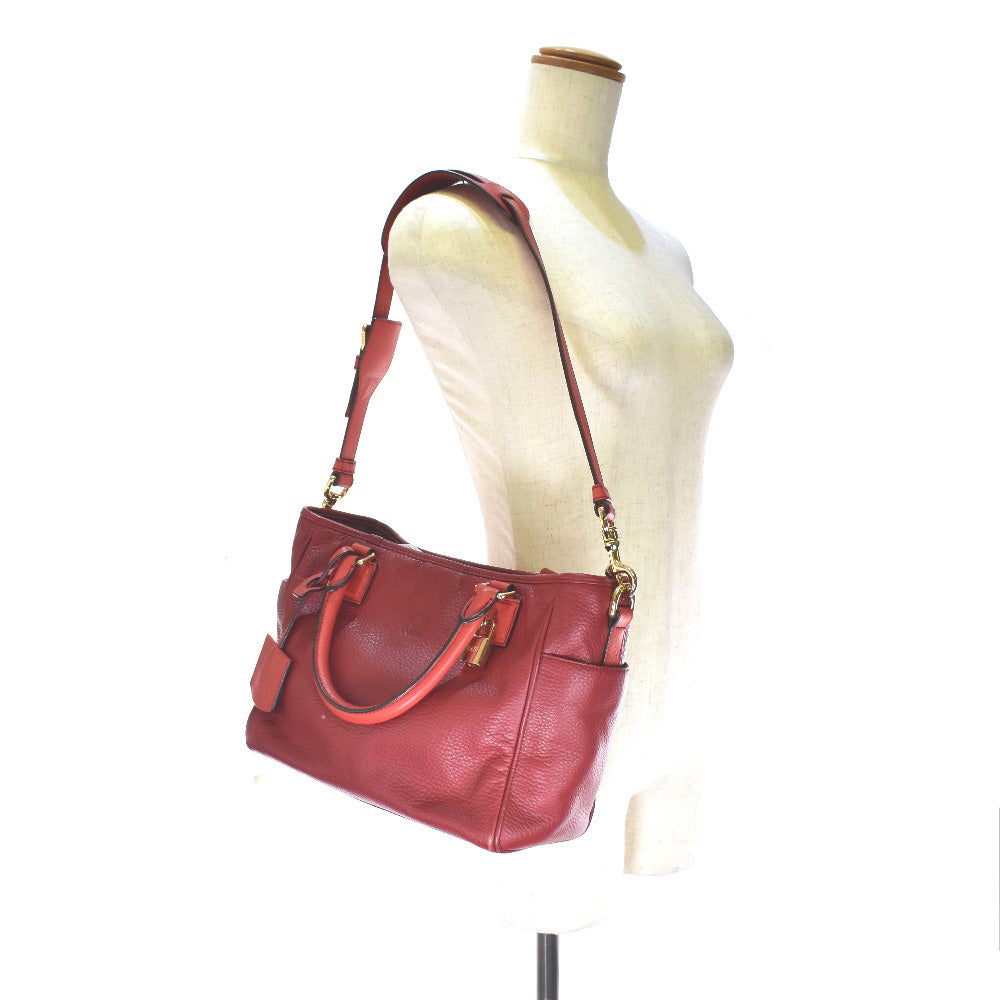 LOEWE Handbag 318.32.C86 leather Red COWHIDE PIEL VACUNA 2WAYShoulder Women Used Authentic