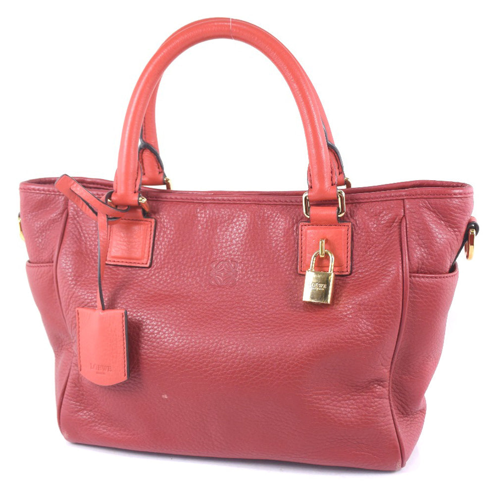 LOEWE Handbag 318.32.C86 leather Red COWHIDE PIEL VACUNA 2WAYShoulder Women Used Authentic