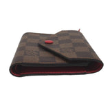 LOUIS VUITTON Tri-fold wallet Card Case with coins Monogram Portefeuille Victorine Monogram canvas N41659 Red Women Used Authentic