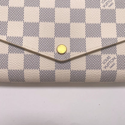 LOUIS VUITTON Long Wallet Purse N63208 Damier Azur canvas, leather White x gray Long Wallet Purse Damier Azur Portefeuille Sara Women(Unisex) Used Authentic