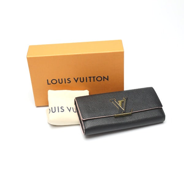 LOUIS VUITTON Long Wallet Purse M67663 Taurillon Clemence black Bifold Walletlong wallet Taurillon Clemence Portefeuille Capsine Women Used Authentic