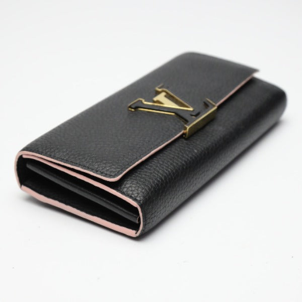 LOUIS VUITTON Long Wallet Purse M67663 Taurillon Clemence black Bifold Walletlong wallet Taurillon Clemence Portefeuille Capsine Women Used Authentic