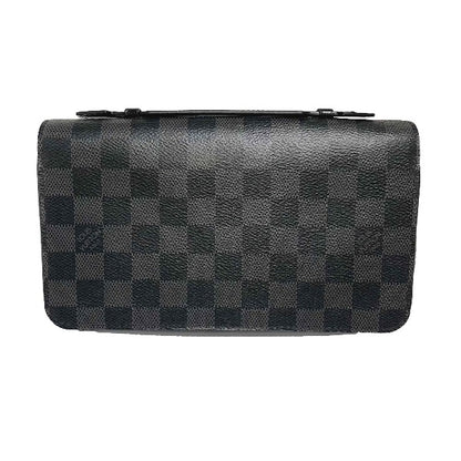 LOUIS VUITTON business bag N41503 Damier Grafitto Canvas Graphite Long Wallet Purse Damier Grafitte Zippy XL mens Used Authentic