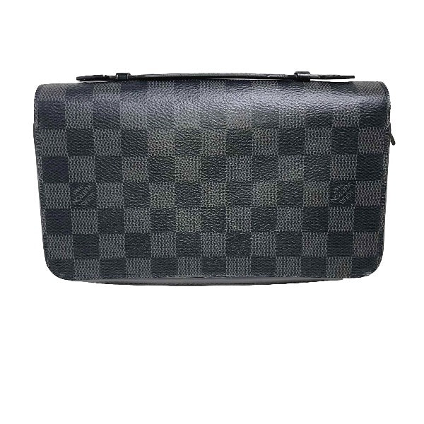 LOUIS VUITTON business bag N41503 Damier Grafitto Canvas Graphite Long Wallet Purse Damier Grafitte Zippy XL mens Used Authentic