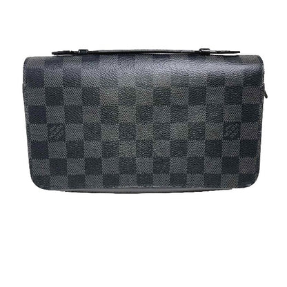 LOUIS VUITTON business bag N41503 Damier Grafitto Canvas Graphite Long Wallet Purse Damier Grafitte Zippy XL mens Used Authentic