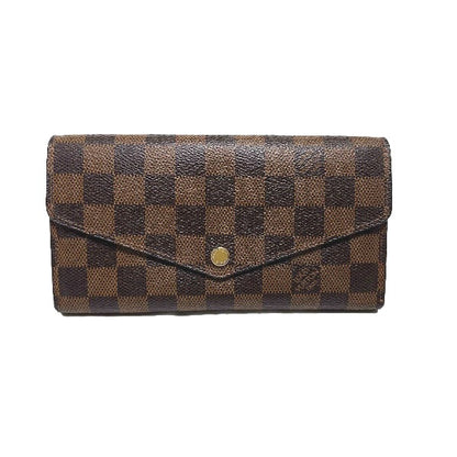 LOUIS VUITTON Long Wallet Purse N63209 Damier canvas Ebene Zip Around Damier Portefeuille Sara Women Used Authentic