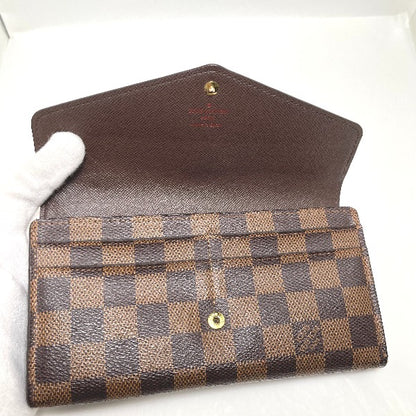 LOUIS VUITTON Long Wallet Purse N63209 Damier canvas Ebene Zip Around Damier Portefeuille Sara Women Used Authentic