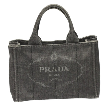 PRADA Tote Bag 1BG439 denim black Tote Bag Canapa mini Women Used Authentic