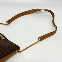 CELINE Shoulder Bag PVC / Leather Brown Macadam Chain Women Used Authentic