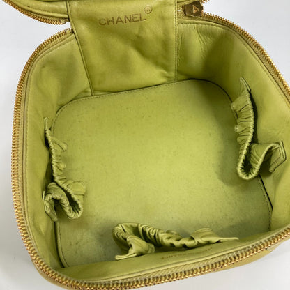 CHANEL Handbag leather Yellow type quilting Matrasse vanity bag