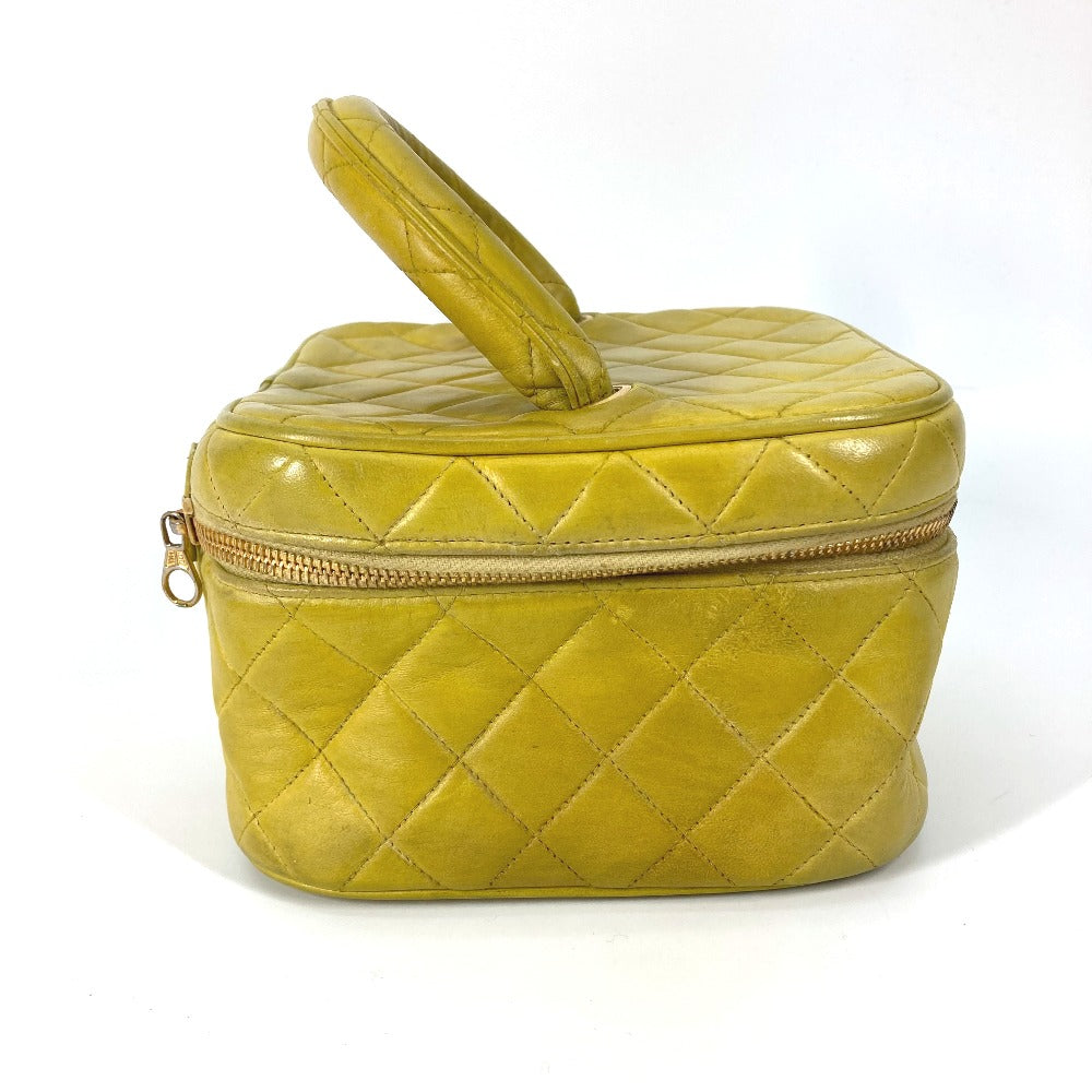 CHANEL Handbag leather Yellow type quilting Matrasse vanity bag