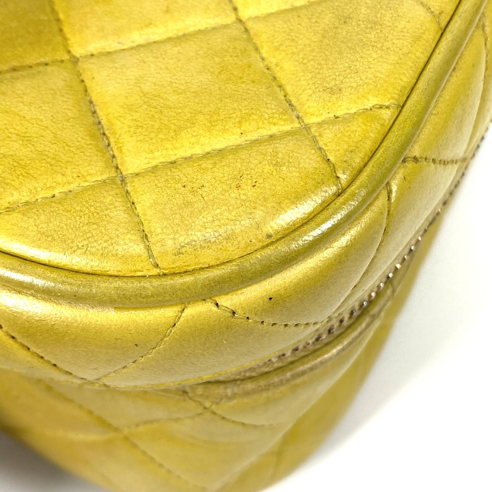 CHANEL Handbag leather Yellow type quilting Matrasse vanity bag Women Used Authentic