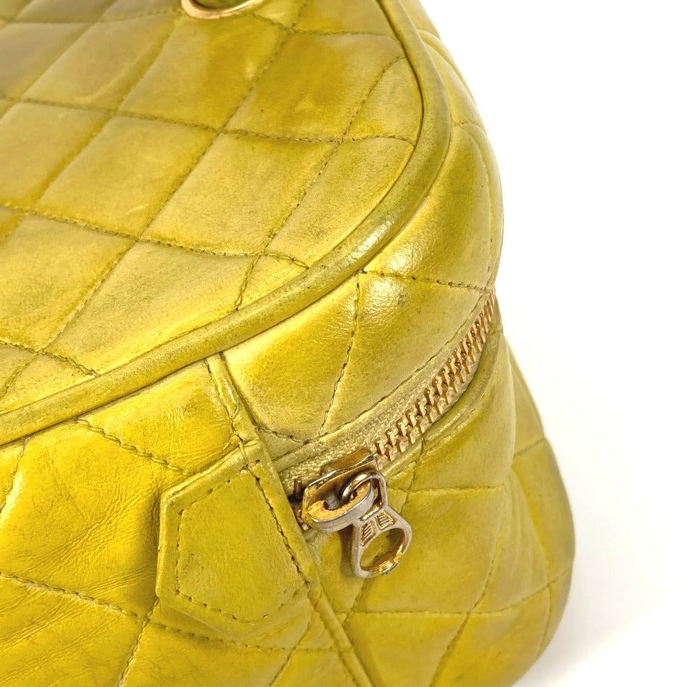 CHANEL Handbag leather Yellow type quilting Matrasse vanity bag