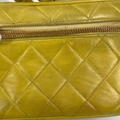 CHANEL Handbag leather Yellow type quilting Matrasse vanity bag Women Used Authentic