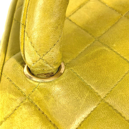 CHANEL Handbag leather Yellow type quilting Matrasse vanity bag Women Used Authentic