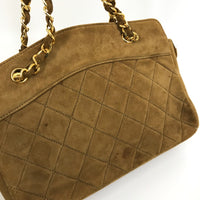 CHANEL Handbag suede Brown Coco Charm Matrasse Women Used Authentic