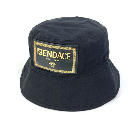 FENDI hat FXQ801 cotton black versace versace collaboration Fendace logo Women S Used Authentic