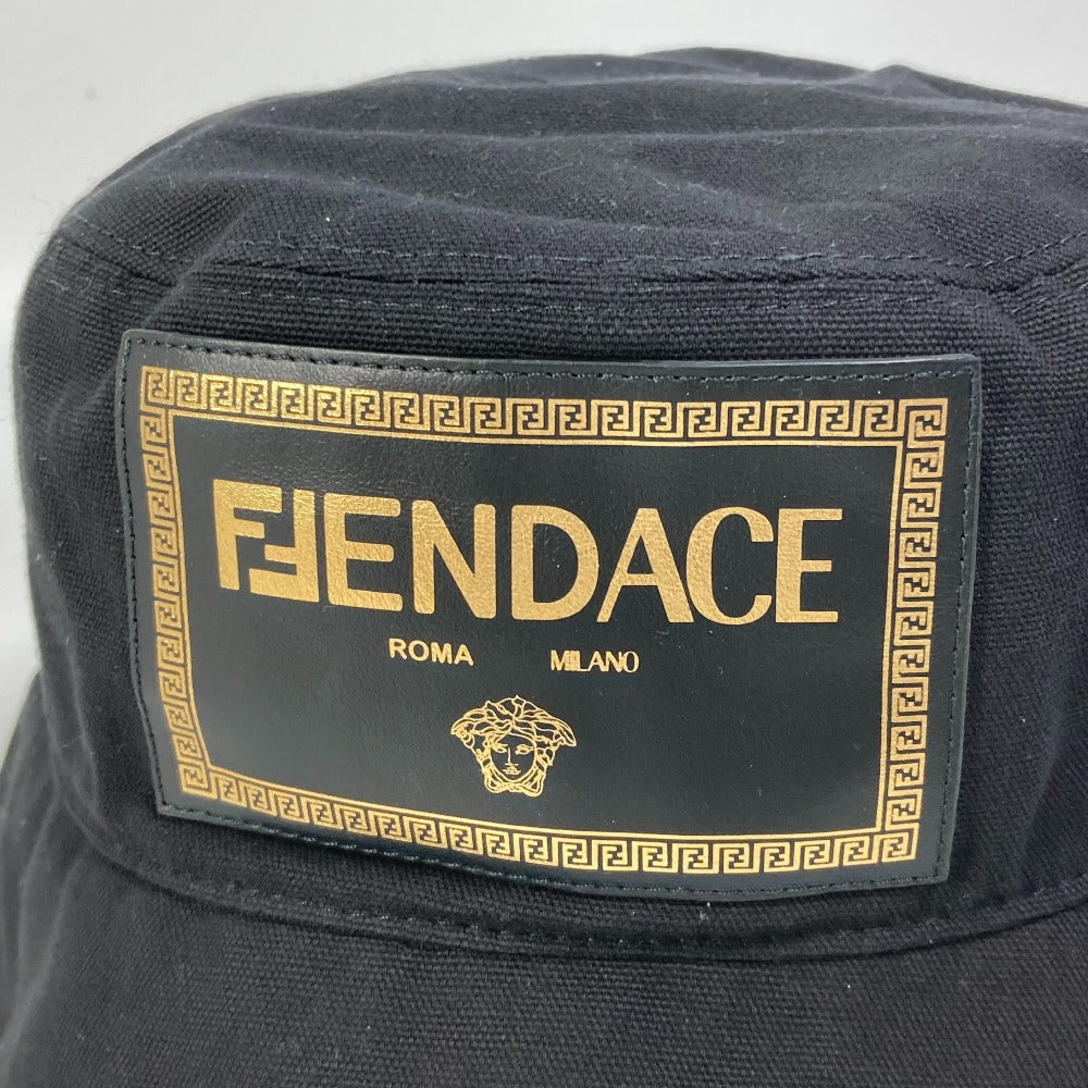 FENDI hat FXQ801 cotton black versace versace collaboration Fendace logo Women S Used Authentic