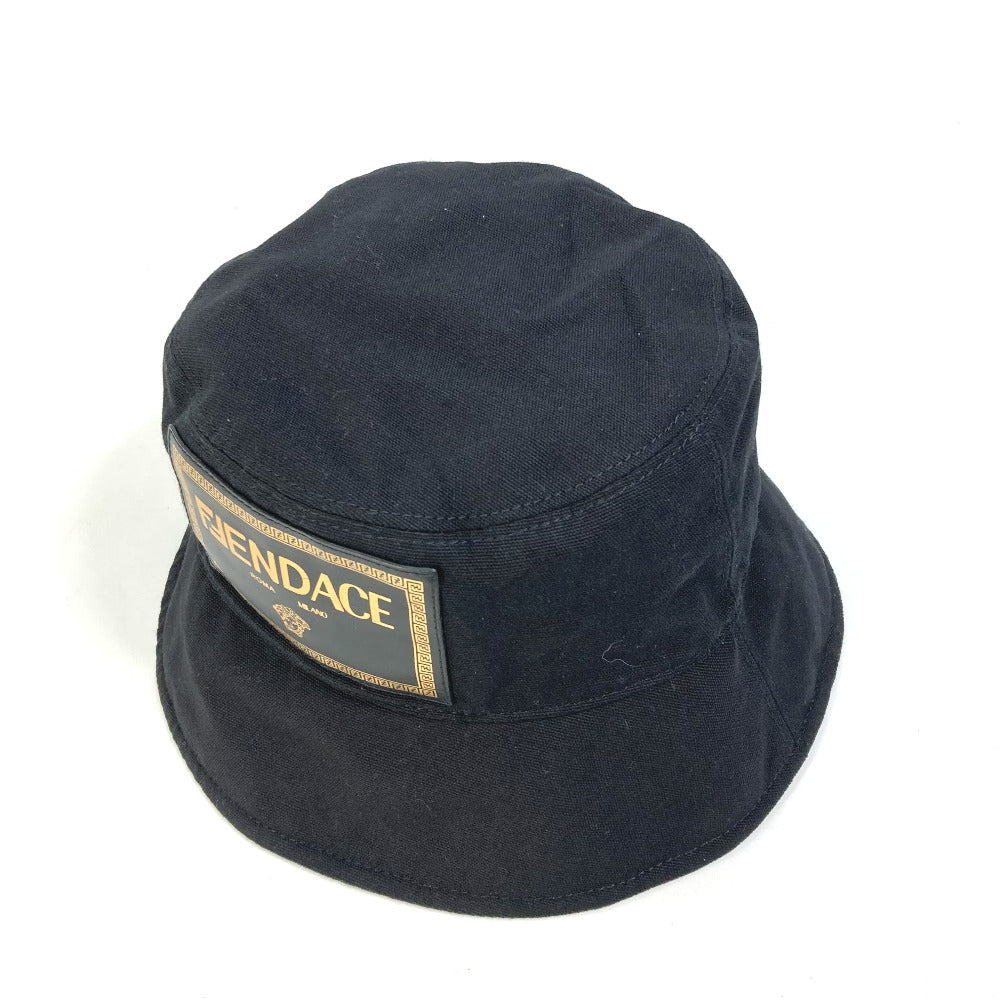 FENDI hat FXQ801 cotton black versace versace collaboration Fendace logo Women S Used Authentic