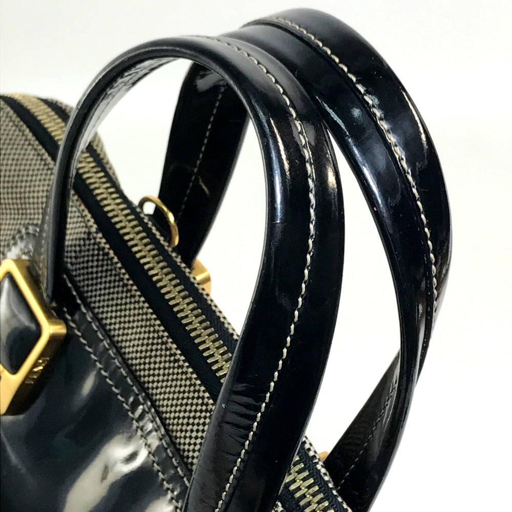 FENDI Handbag Canvas / patent leather Black type Enamel Crossbody Shoulder chameleon Women Used Authentic