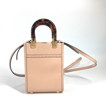 FENDI Handbag 8BS051 leather Beige type Shoulder Bag Crossbody bag sunshine shopper small Women Used Authentic