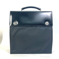 BVLGARI Business bag Canvas / leather black briefcase vertical side turn lock mens Used Authentic