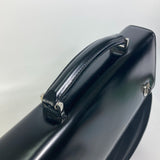 BVLGARI Business bag Canvas / leather black briefcase vertical side turn lock mens Used Authentic
