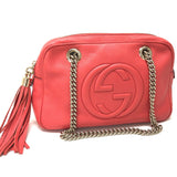 GUCCI Shoulder Bag 308983 leather Begonia pink Interlocking G SOHO Small Women Used Authentic