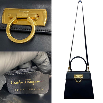 Salvatore Ferragamo Shoulder Bag leather Navy