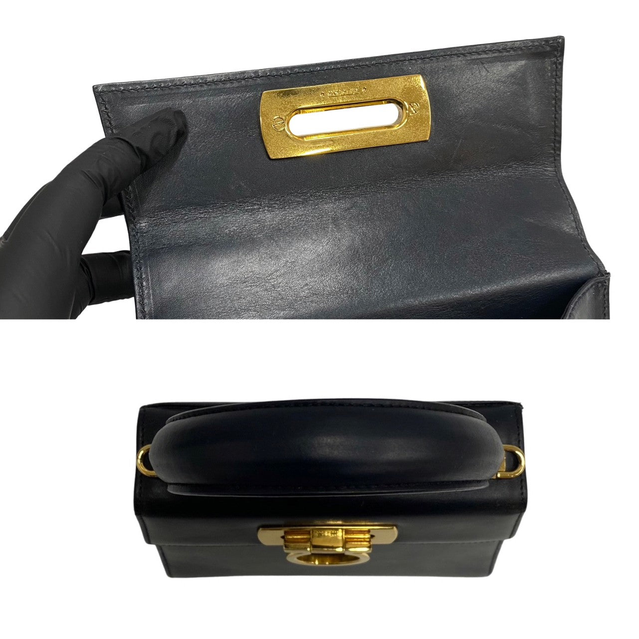 Salvatore Ferragamo Shoulder Bag leather Navy