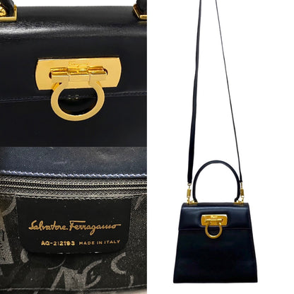 Salvatore Ferragamo Shoulder Bag Calfskin Navy