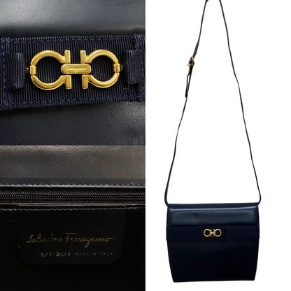 Salvatore Ferragamo Shoulder Bag Calfskin Navy