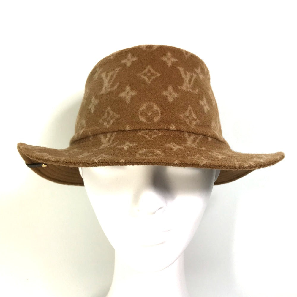 LOUIS VUITTON hat M77295 wool Brown Monogram Bob Carry On Women M Used Authentic