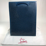 Christian Louboutin Tote Bag leather Blue x Silver Metal Studs Trick track mens Used Authentic
