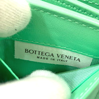 BOTTEGAVENETA Trifold wallet 667036 Calf leather Green type INTRECCIATO Tiny Women Used Authentic