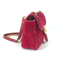 GUCCI Shoulder Bag 443497 Velvet / leather Red GG Marmont Small Women Used Authentic