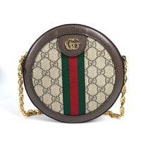 GUCCI Shoulder Bag 550618 leather Brown Ophidia GG Supreme GG Mini Round Shoulder Bag Women Used Authentic
