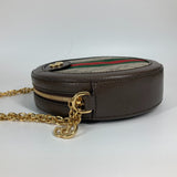 GUCCI Shoulder Bag 550618 leather Brown Ophidia GG Supreme GG Mini Round Shoulder Bag Women Used Authentic