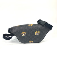 GUCCI body bag 675181 GG Supreme Canvas / Leather black GG Supreme tiger belt bag tiger mens Used Authentic