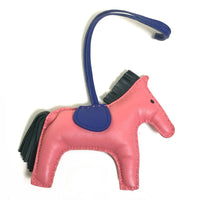 HERMES Bag charm Anyo Miro pink x blue x gray Horse horse Rodeo Charm MM Women Used Authentic
